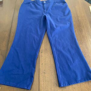 Isaac Mizrahi Wide-Leg Pants Women's 20WP Blue Stretch Pockets High-Rise Zip Fly